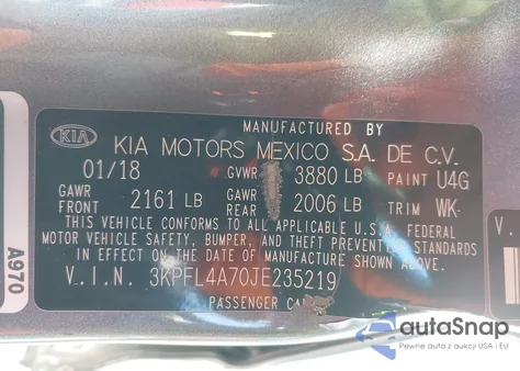 2018 Kia Forte S from USA, damaged, VIN 3KPFL4A70JE235219